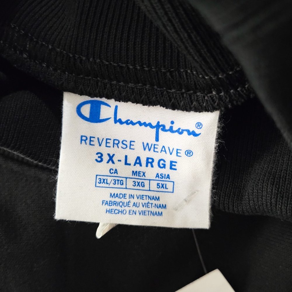 Champion Life Reverse Weave Mockneck Crew, Chenille Vintage Logo Black Applique - Picture 12 of 12